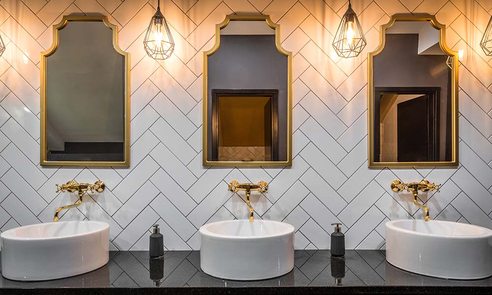 Washbasins And Mirrors Gold Toned