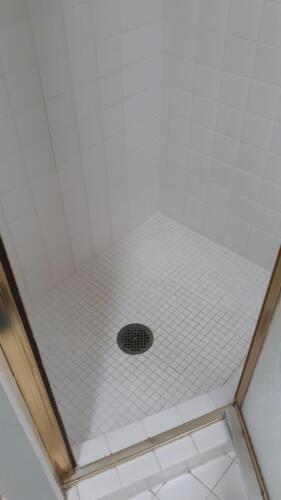 Tile Shower recaulk grout clean and stain
